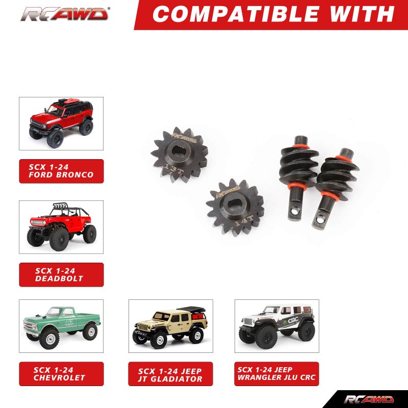 RCAWD 13t 14t SCX24 Differential Gears Overdrive Worm for Axial 1/24 SCX24 AX24 Diff Gear Series Upgrades Part - Image 2